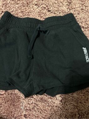 Justice Black Girls' Knit Drawstring Athletic Shorts